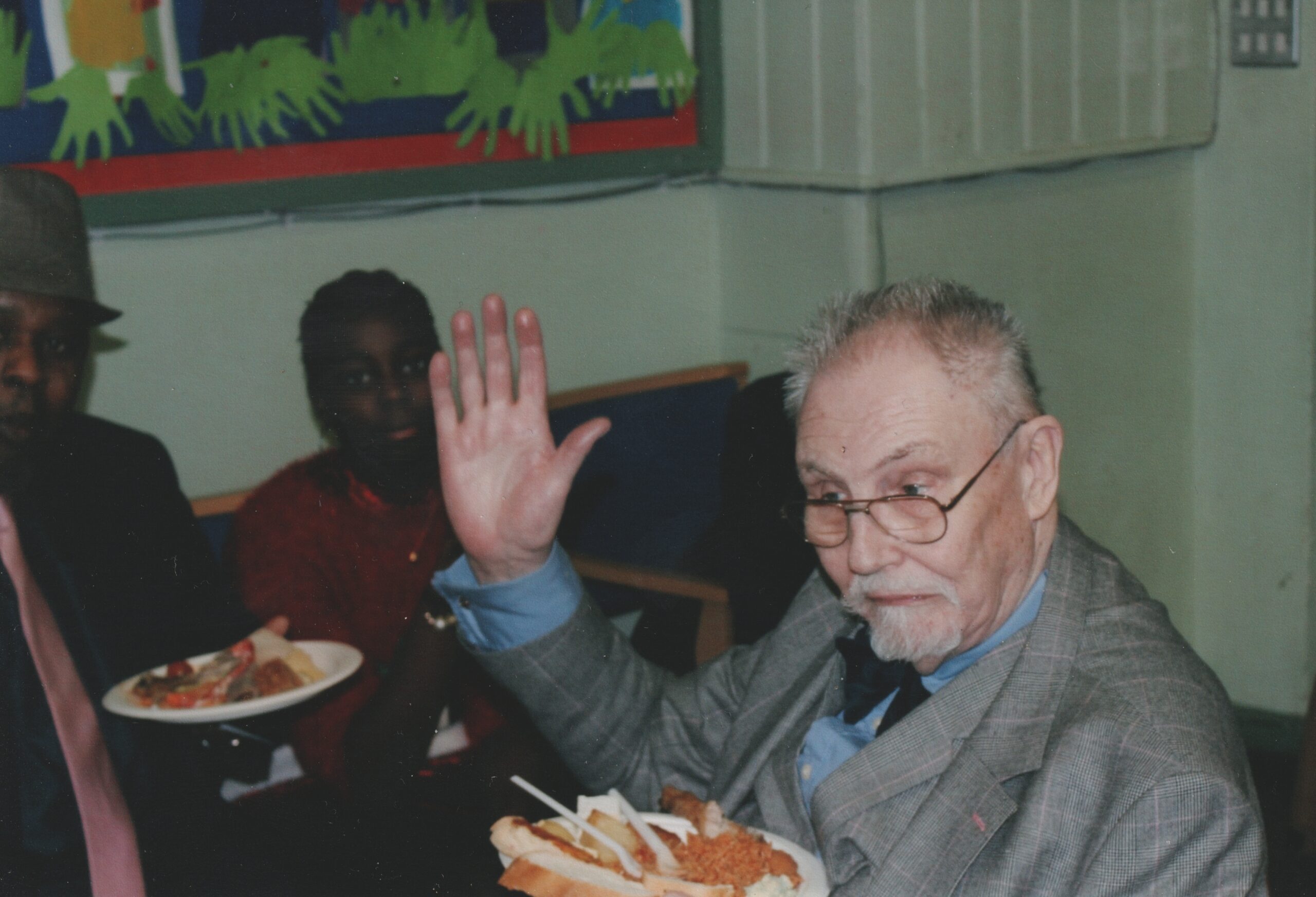 Dad, looking stylish and eating food